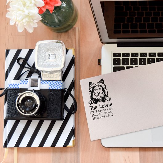 Tampons Encreurs Shetland Sheepdog Chien, adresse de retour,