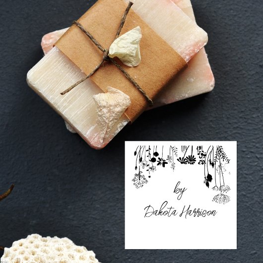 Tampons Encreurs Signature personnalisée moderne avec fleurs rustiq