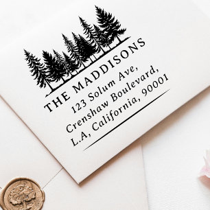 Tampons Encreurs Silhouette d'arbres de forêt Nom de famille Adress
