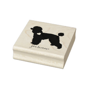 Tampons Encreurs Silhouette de chien caniche avec cœur sur le cou