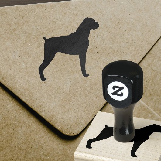 Tampons Encreurs Silhouette de chien de boxe avec oreilles naturell