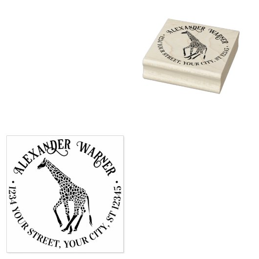 Tampons Encreurs Silhouette de Giraffe tachetée Nom Adresse de reto (Tamponné)