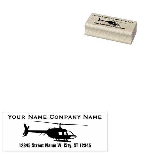 Tampons Encreurs Silhouette d'hélicoptère à hélico à 2 lignes de te (Tamponné)