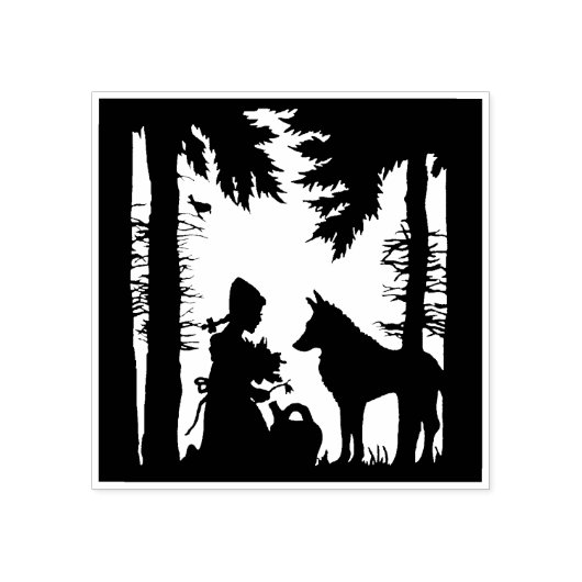 Tampons Encreurs Silhouette équitation Hood Trees Forêt Wolf (Impression)