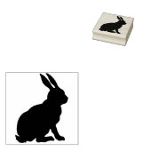 Tampons Encreurs Silhouette noire assise profil côté lapin (Tamponné)