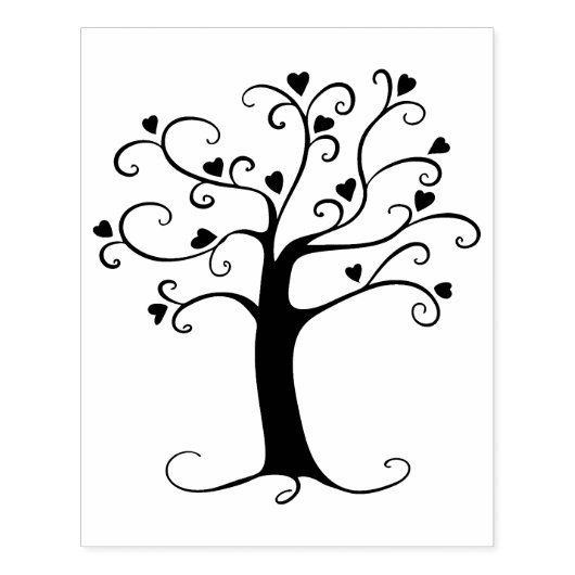 Tampons Encreurs Silhouettes d'arbre cardiaque, Timbre en caoutchou (Impression)