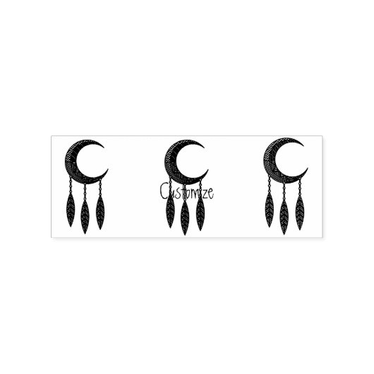 Tampons Encreurs Silver Crescent Moon Feathers (Impression)