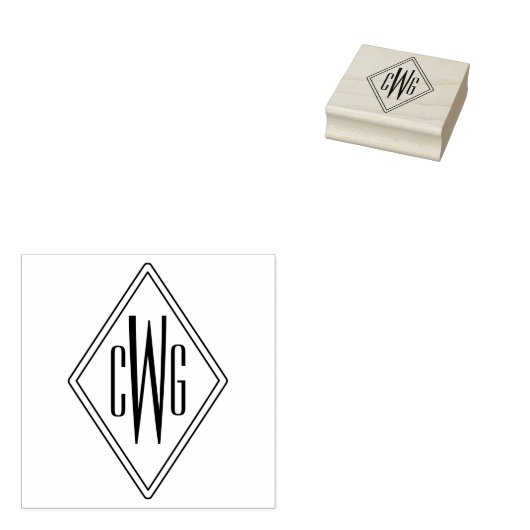 Tampons Encreurs Simple 3 Lettre initiale Monogramme #5 Cadre diama (Tamponné)