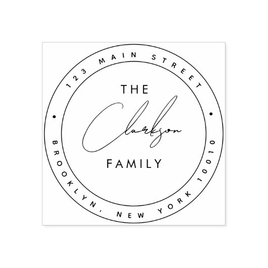 Tampons Encreurs Simple Chic Rond Adresse De Retour En Caoutchouc (Impression)