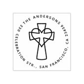 Tampons Encreurs Simple Christian Nom de famille Ronde Adresse de r (Impression)