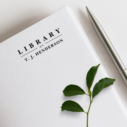 Tampons Encreurs Simple Elegant Typography Custom Name Library Book