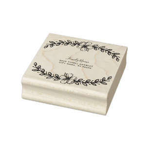 Tampons Encreurs Simple Floral Adresse de retour en caoutchouc Timb
