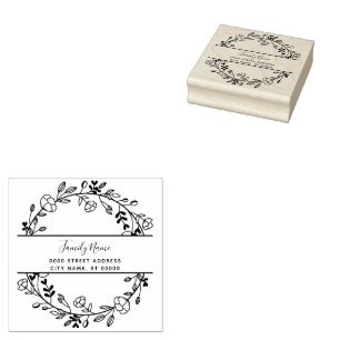 Tampons Encreurs Simple Floral Adresse de retour en caoutchouc Timb