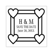 Tampons Encreurs Simple Heart Border Save the Date Wedding (Impression)
