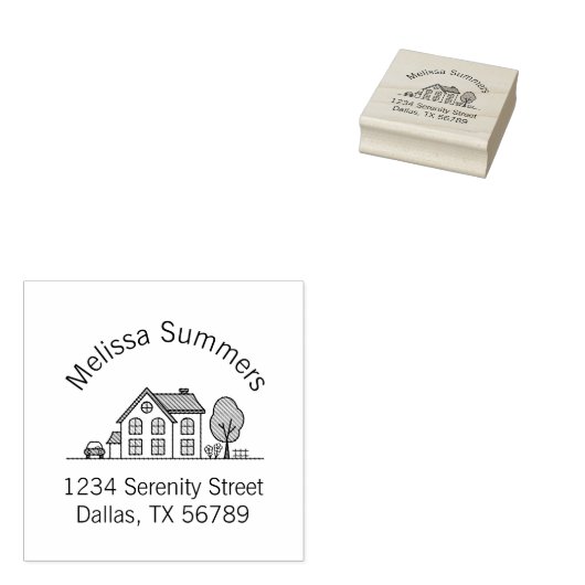 Tampons Encreurs Simple House Illustration Arch Adresse 4 (Tamponné)