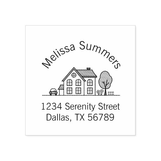 Tampons Encreurs Simple House Illustration Arch Adresse 4 (Impression)