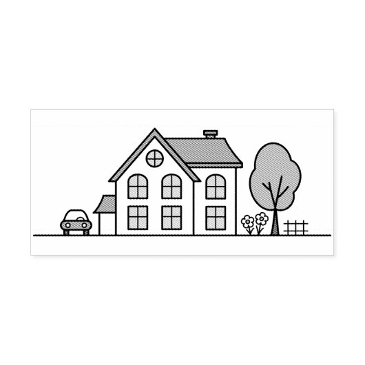 Tampons Encreurs Simple House Line Art (Impression)