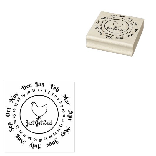 Tampons Encreurs Simple Just got Poulet Oeuf Carton Date Timbre (Tamponné)