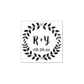 Tampons Encreurs Simple Laurel Wreath Russe Mariage Monogramme Date (Impression)