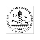 Tampons Encreurs Simple Lighthouse Round Mariage Adresse de retour (Impression)