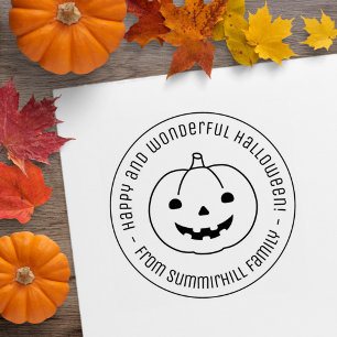 Tampons Encreurs Simple Message Rond de Citrouille d'Halloween