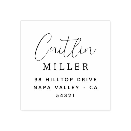 Tampons Encreurs Simple Modern Elegant Script Nom Adresse de retour (Impression)