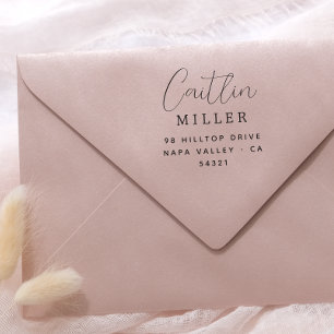 Tampons Encreurs Simple Modern Elegant Script Nom Adresse de retour