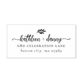 Tampons Encreurs Simple Modern Greenery Couple's Wedding Adresse (Impression)