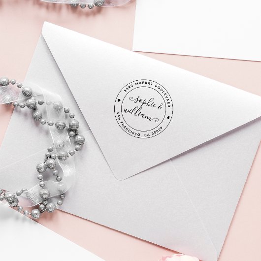 Tampons Encreurs Simple Moderne Calligraphie Ronde Adresse de retou