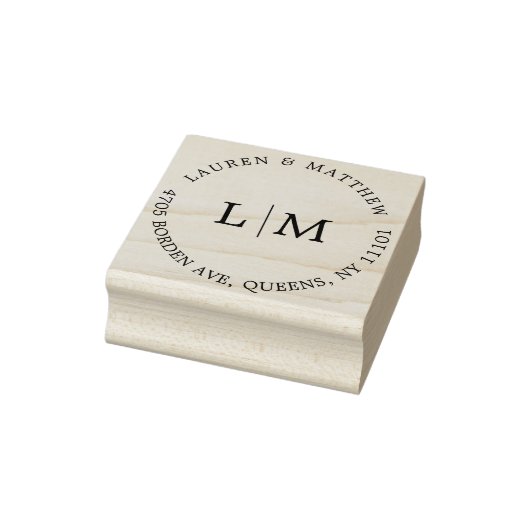 Tampons Encreurs Simple Monogram Mariage Élégant (Tampon)