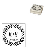 Tampons Encreurs Simple Monogramme Date de Mariage Rustique Couronn (Tamponné)