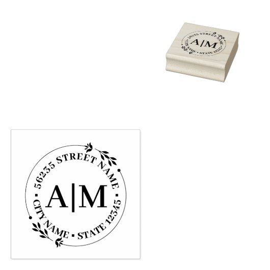 Tampons Encreurs simple monogramme mariage d'adresse de retour bota (Tamponné)