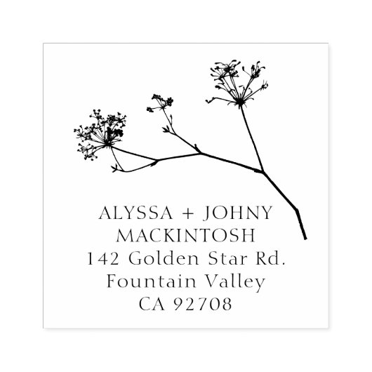 Tampons Encreurs Simple Russe Mariage Fleur sauvage Adresse de reto (Impression)