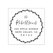 Tampons Encreurs Simple Rustic Wreath & Family Name Adresse de reto (Impression)