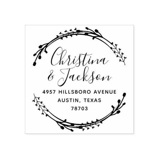 Tampons Encreurs Simple Wreath Newlyly Adresse de retour (Impression)