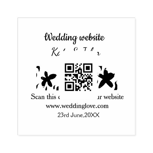 Tampons Encreurs Site web mariage minimal simple Q R code ajouter n (Impression)