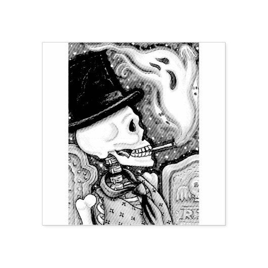 TAMPONS ENCREURS SKELETON FUMEUR, POMPIER EN CAOUTCHOUC (Impression)