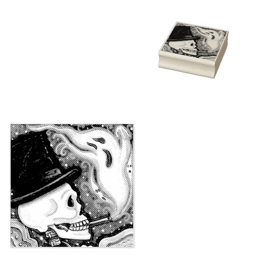 TAMPONS ENCREURS SKELETON FUMEUR, POMPIER EN CAOUTCHOUC (Tamponné)