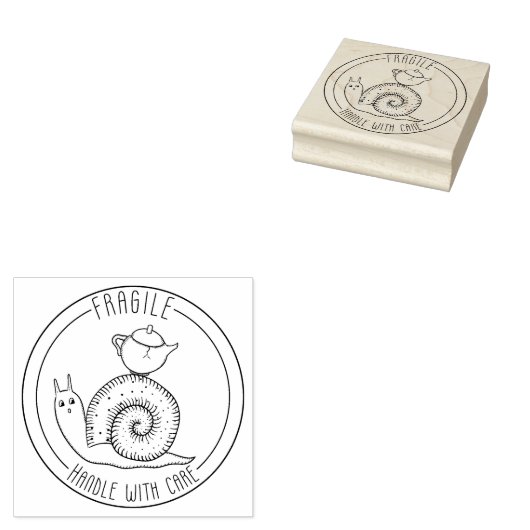 Tampons Encreurs Snail Mail Handle fragile avec soin Bois d'art Tim (Tamponné)