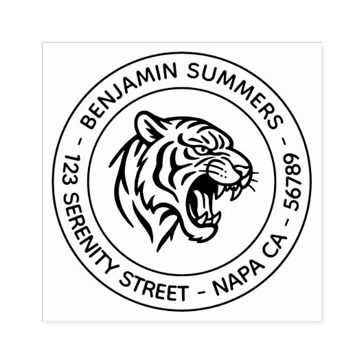 Tampons Encreurs Snarling Tiger Profile Round Address (Impression)