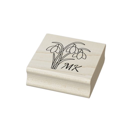 Tampons Encreurs Snowdrops Spring Flowers Monogram Initials (Tampon)