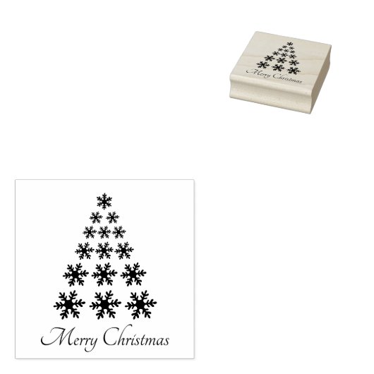 Tampons Encreurs Snowflake sapin de Noël Script élégant (Tamponné)