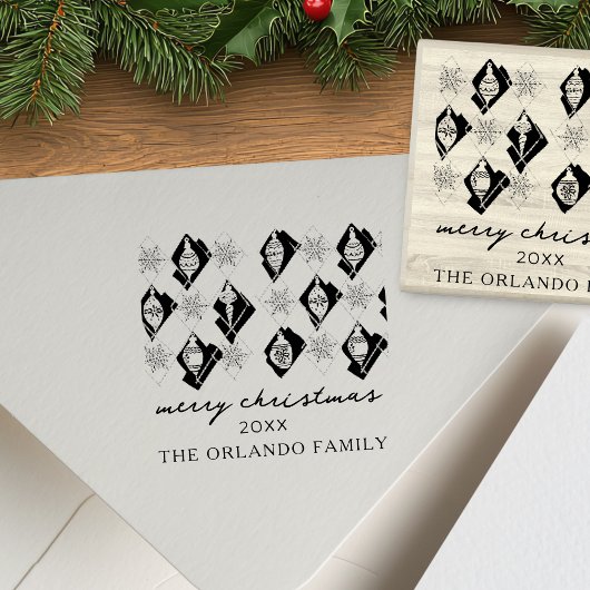 Tampons Encreurs Snowflakes Ornements Joyeux Script de Noël