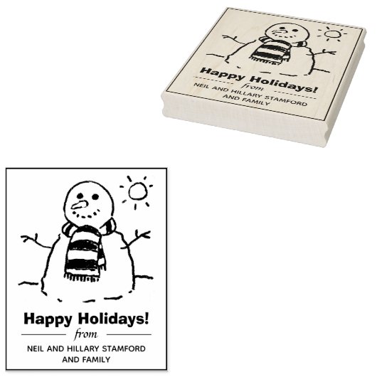 Tampons Encreurs Snowman avec un message de Joyeuses Fêtes ! Timbre (Tamponné)