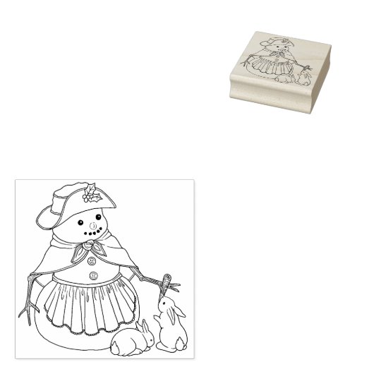 Tampons Encreurs Snowman mignon avec Bunnies Timbre en caoutchouc (Tamponné)