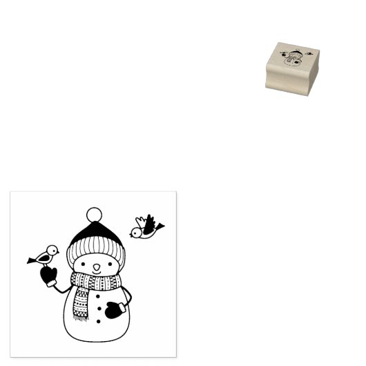 Tampons Encreurs Snowman souriant en Casquette nu et Écarf 1x1 (Tamponné)