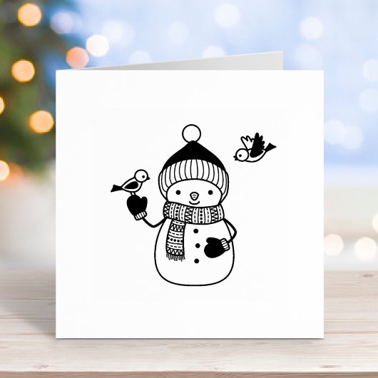 Tampons Encreurs Snowman souriant en Casquette nu et écharpe