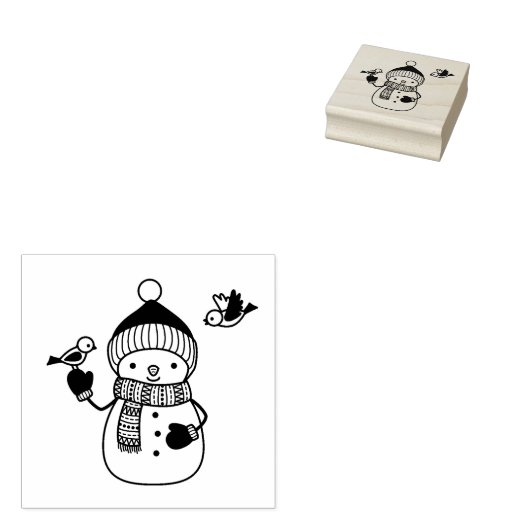 Tampons Encreurs Snowman souriant en Casquette nu et écharpe (Tamponné)
