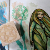 Tampons Encreurs Sorcière verte Pagan Pentacle Nature Wicca