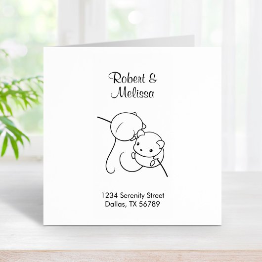 Tampons Encreurs Souris de récolte, paire de souris sur une adresse